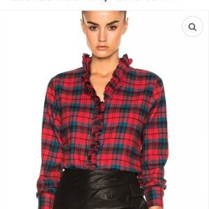 Isabel Marant Red and Black Plaid Blouse